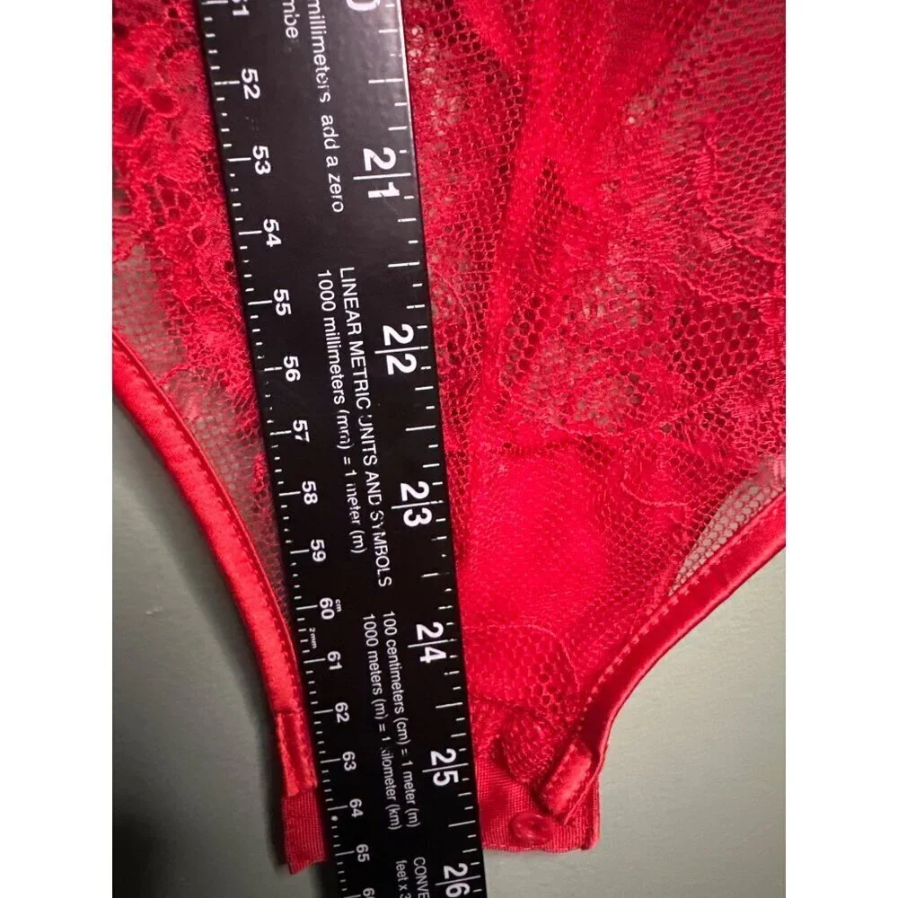 Secret Posessions Red Lingerie Babydoll 36/4C Women’s Lace Sheer Holiday Bride